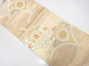 菊・桐に変わり青海波模様織り出し　袋帯